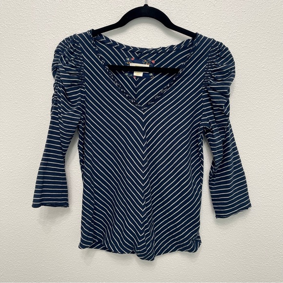 Anthropologie Maeve Lauryn Striped 3/4" Sleeve Top - Picture 4 of 10